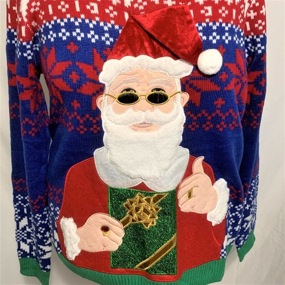 Ugly Christmas Sweater Santa Present Drink Beer Holder Snowflake Mens Womens XL - Picture 3 of 5